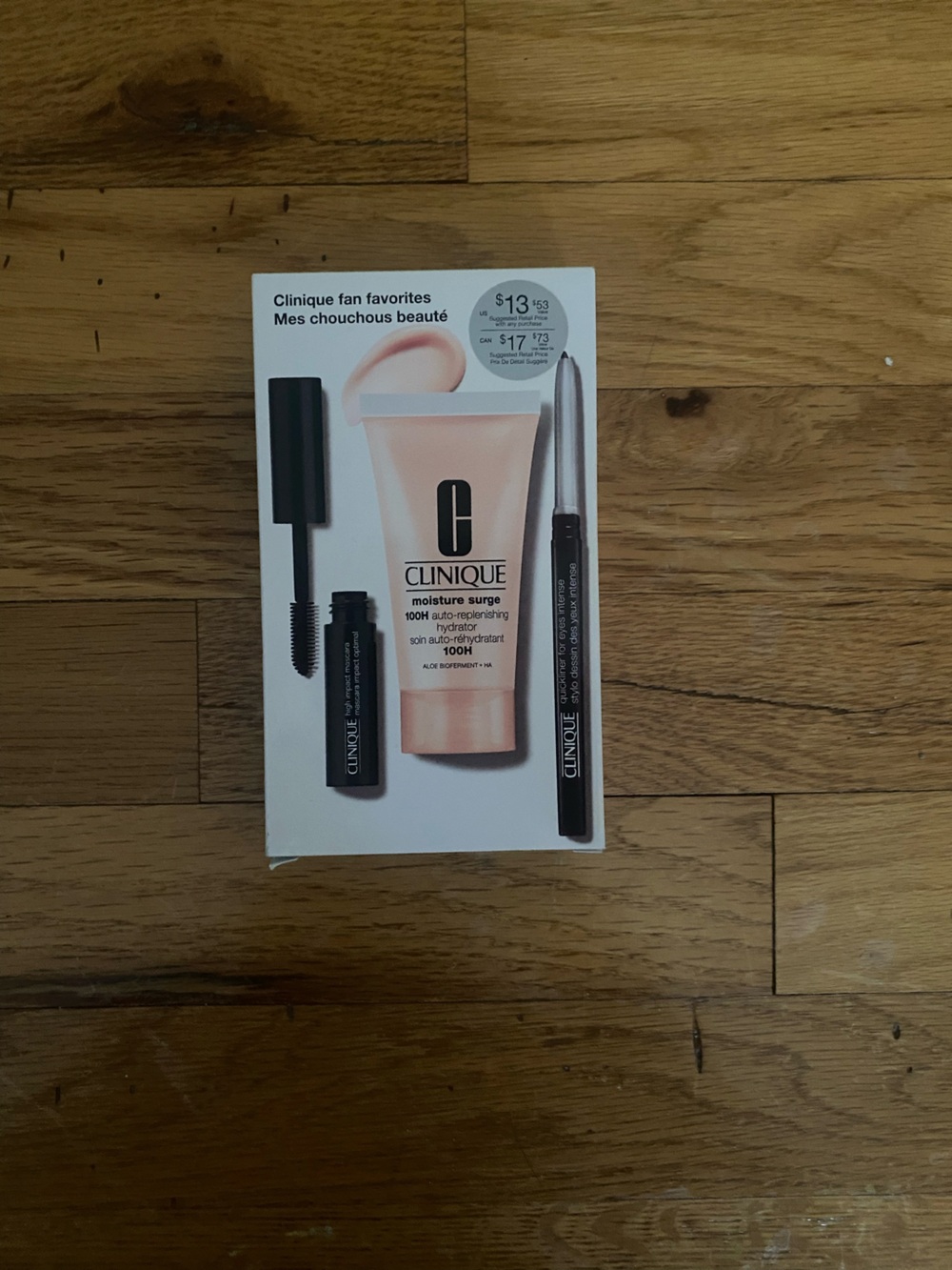 Clinique Mascara & Eyeliner Trio with Pink Clinique Moisture Surge Tube